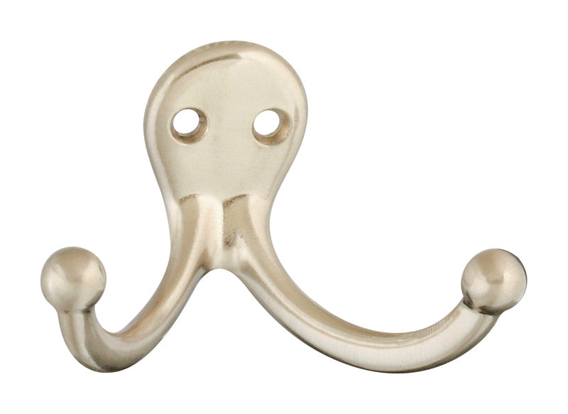 National Hardware N325-522 V163 Double Clothes Hooks in Satin Nickel, 2 pack