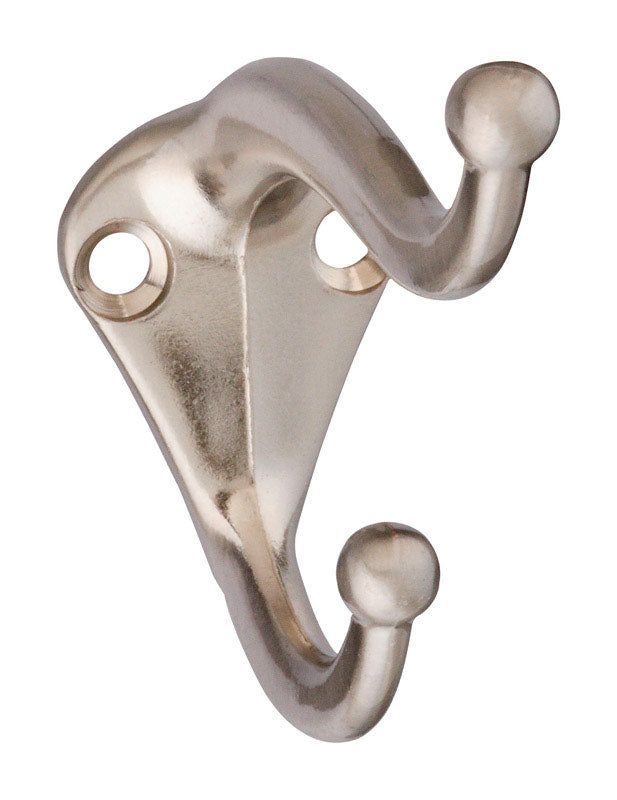 National Hardware N325-480 V160 Coat/Hat Hooks in Satin Nickel, 2 pack