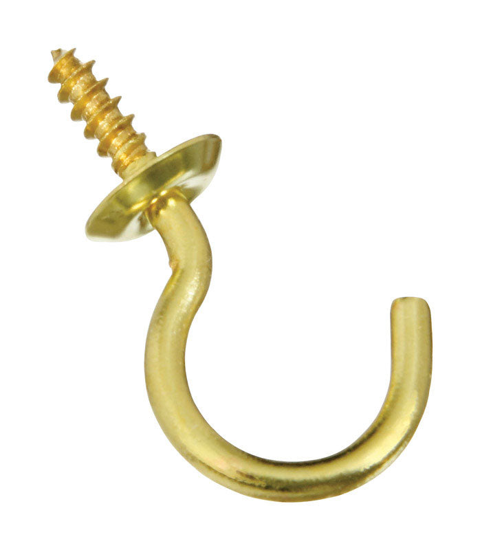 National Hardware N119-669 Cup Hook, 0.37 in Opening, 1.31 in L, Brass, Solid Brass