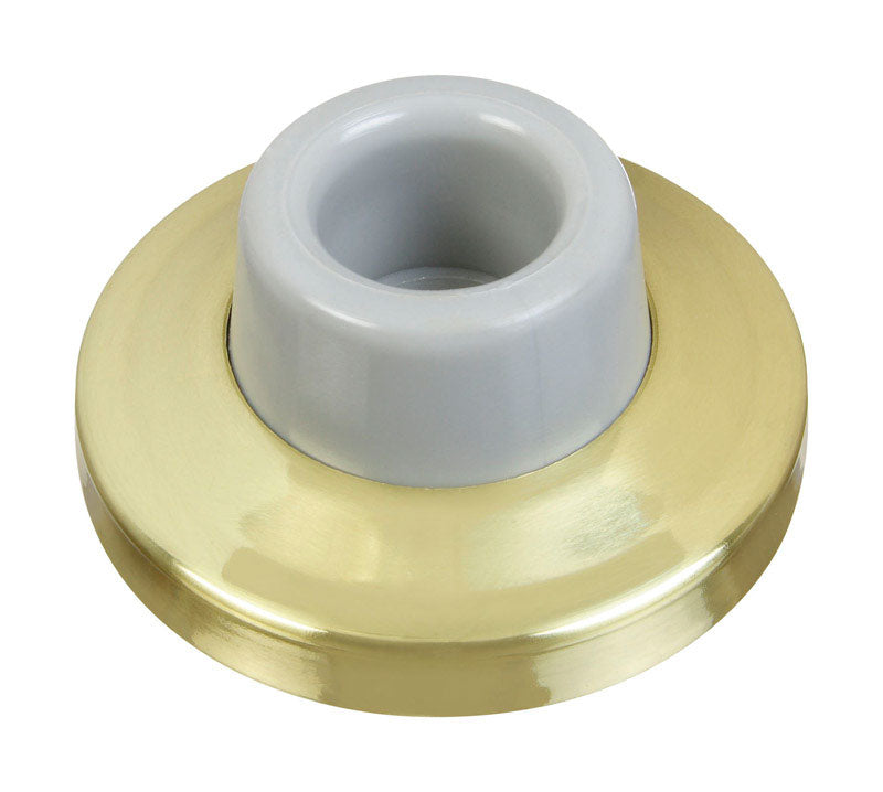 National Hardware V1935 Wall Mounted Door Stop Solid Brass Ring with Rubber Bumper Wall Protector Door Stopper for Wall Protection One-Screw Installation Safety 4 x 6 x 2 in