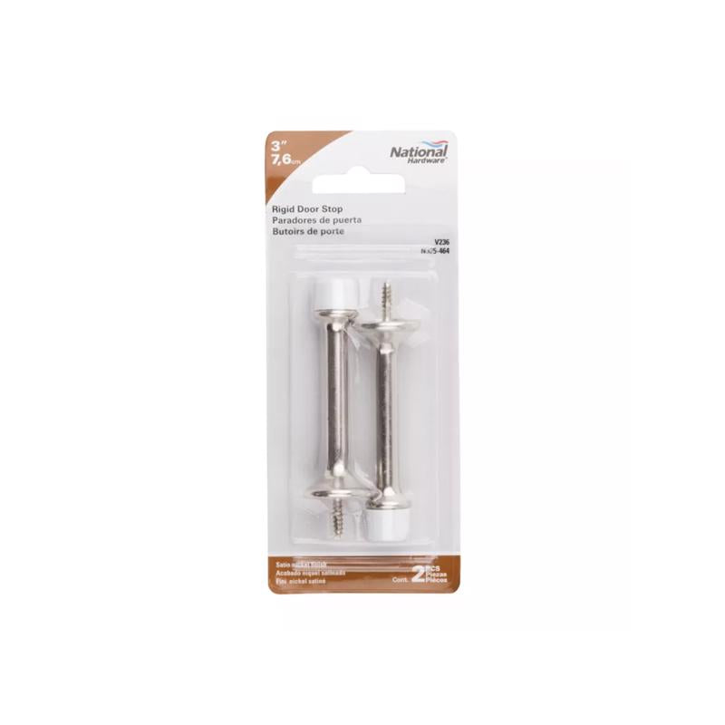National Hardware N325-464 V236 Rigid Door Stops in Satin Nickel, 2 pack,3 Inch
