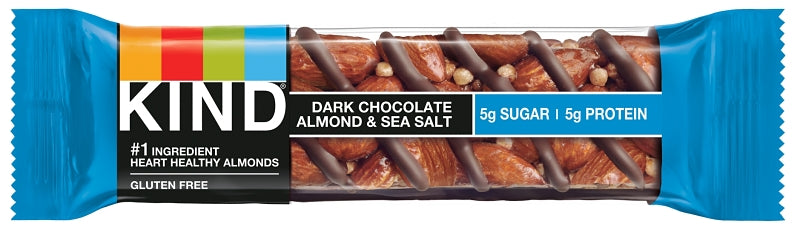 KIND Nut Bars, 1.4 Ounce (Pack of 12), Dark Chocolate Nuts and Sea Salt, Gluten Free, 5g Sugar, 6g Protein
