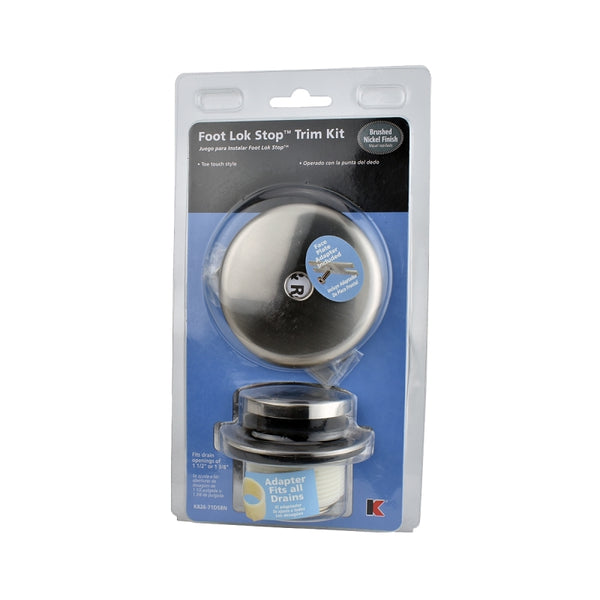 Keeney Plumb Pak K826-71DSBN Foot Lok Stop Style Universal Bath Drain Replacement Trim Kit, Brushed Nickel