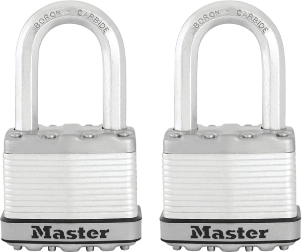 Master Lock M5XTLF Magnum Heavy Duty Outdoor Padlock with Key, 2 Pack Keyed-Alike, Silver
