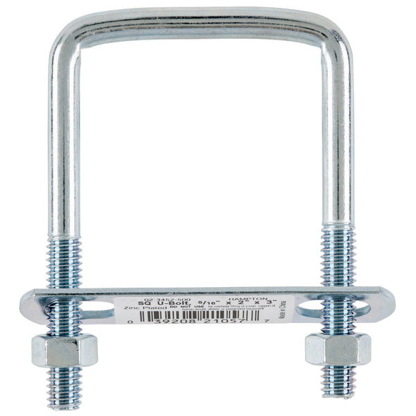 Ace Trading Hampton 5/16 in. x 2 in. W x 3 in. L Coarse Zinc-Plated Steel Square Bend U Bolt 02-3452-500 (10-Pack)
