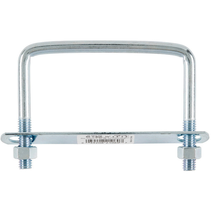 Hampton 3/8 in. S X 4 in. W X 3 in. L Coarse Zinc-Plated Steel Square Bend U Bolt - Total Qty: 10
