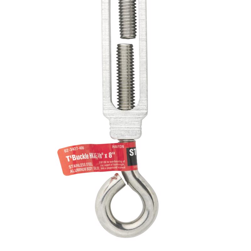 Hampton 02-3427-406 0.375 x 8 in. Hook & Eye Turnbuckles - Stainless Steel -