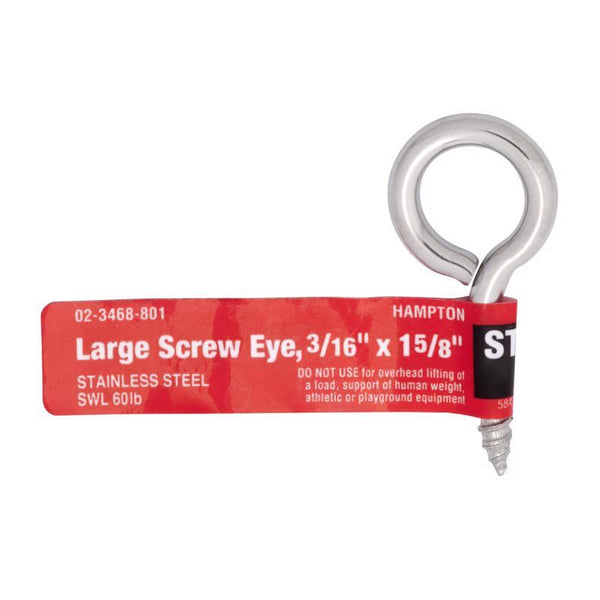 Hampton Screweye LG3/16X1.63SS Stainless Steel Polished 02-3468-801
