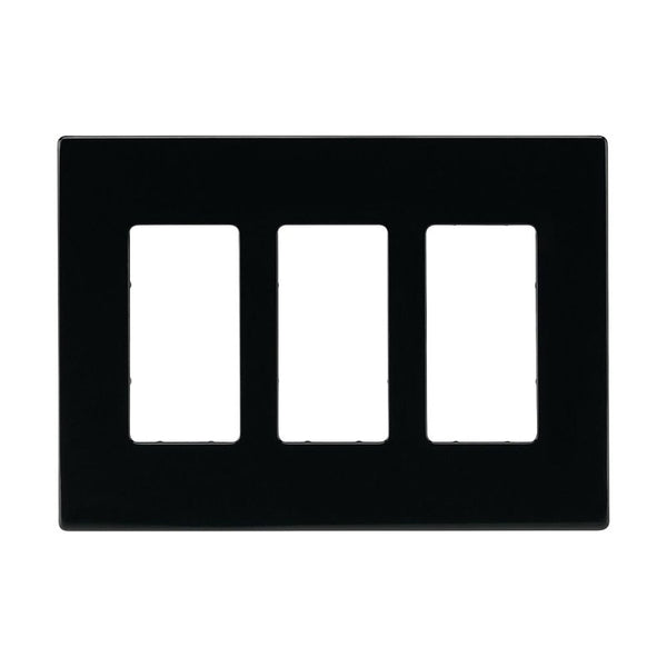 Eaton PJS263BK Decorator Screwless Wallplate, 3-Gang, Black