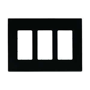Eaton PJS263BK Decorator Screwless Wallplate, 3-Gang, Black