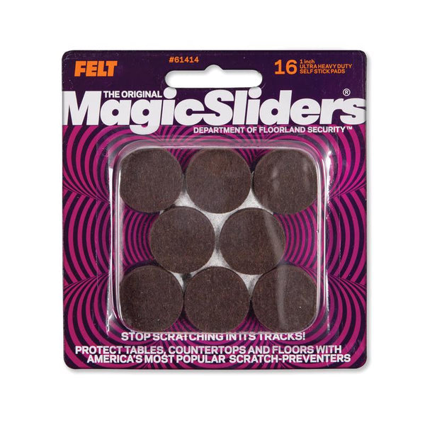 Magic Sliders Felt Protective Pads Brown Round 1 in. W x 1 in. L 16 pk Self Adhesive 61414