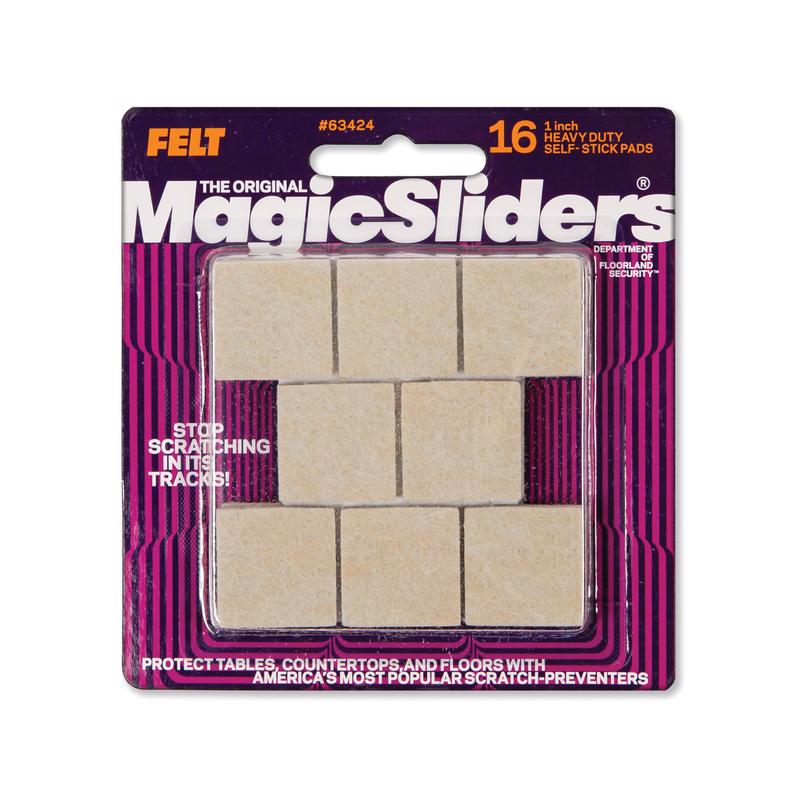 Magic Sliders L P 16PK 1" Oat SQ Felt Pad, 1, Oatmeal