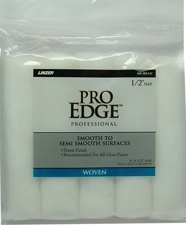 Linzer MR 102-5 0600 Pro Edge White Woven Mini Rollers with 1/2" Nap, 6" Mr 102-5 6IN