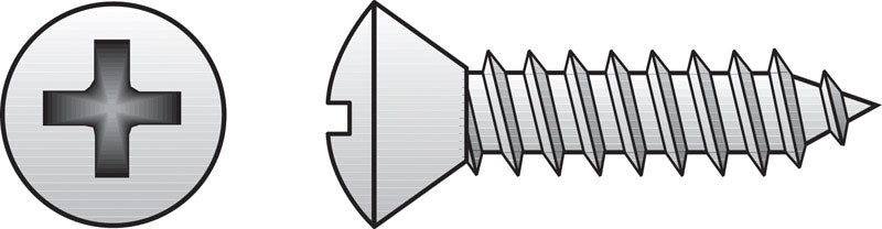Hillman Stainless Steel Sheet Metal Screws No. 8 X 3/4'' Phillips Oval Head