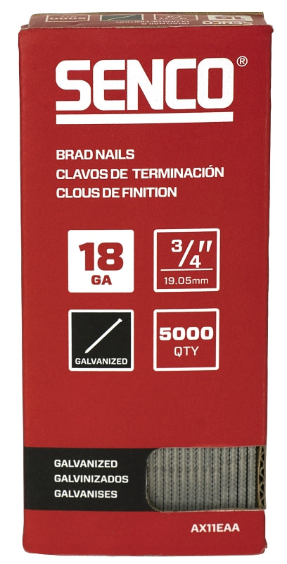 Senco Straight Finish Nail, 18ga, 3/4 in, PK5000, AX11EAA