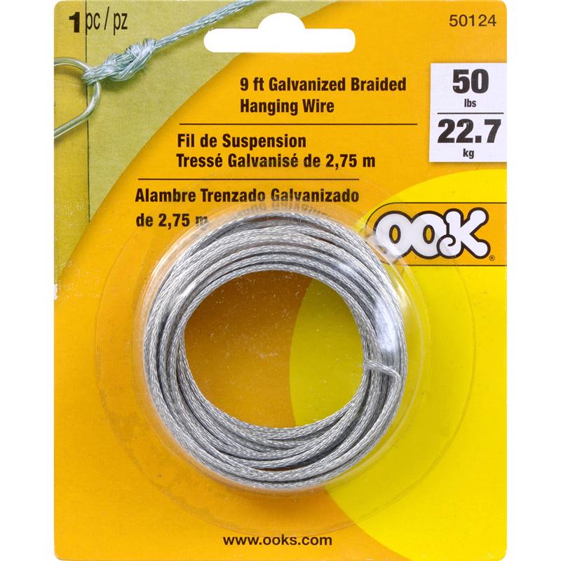 OOK 534634 Braided Picture Hanging Wire (5# x 9'), 1 Pack, Silver