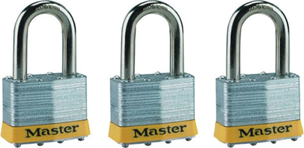 Master Lock 5TRILFPF Keyed-Alike Wide Laminated Pin Tumbler Padlocks, 2-inch, 3-Pack