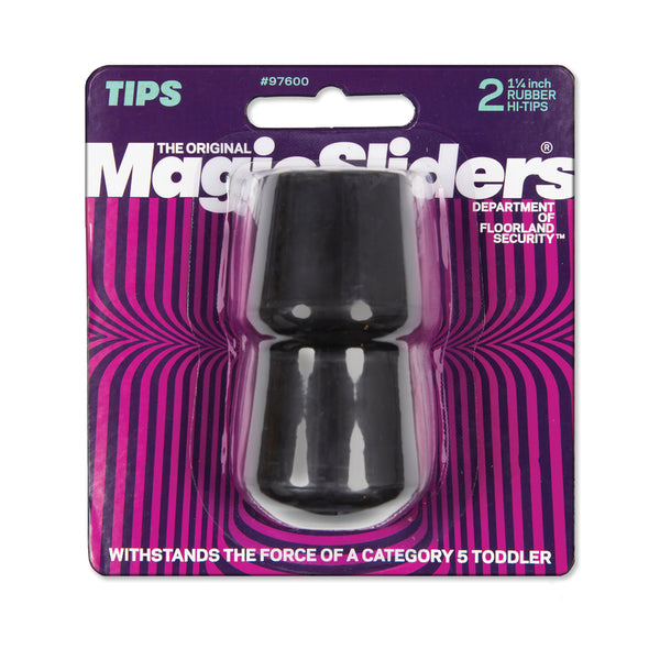 Magic Sliders Rubber Leg Tip Black Round 1-1/4 in. W 2 pk 97600
