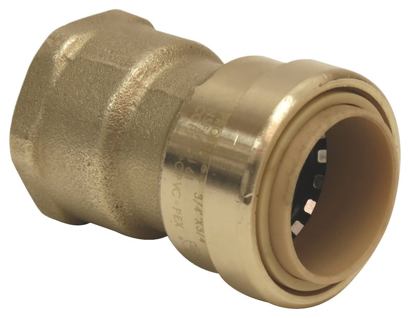 B & K 6630-204 Brass Female Push Adapter, 3/4", Brass