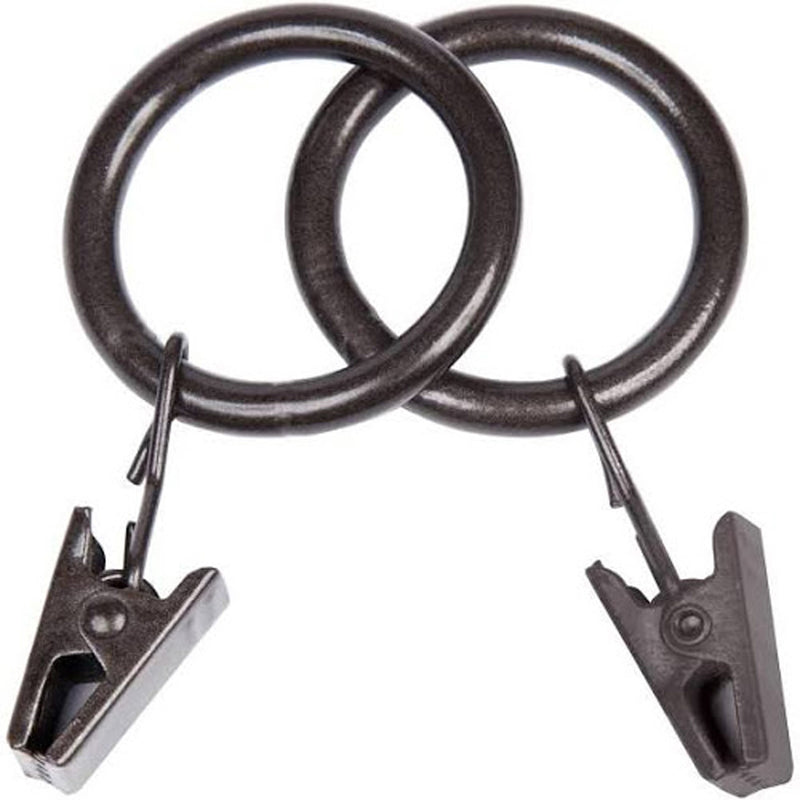 Kenney Window Curtain Clip Rings, Set of 14, Brown