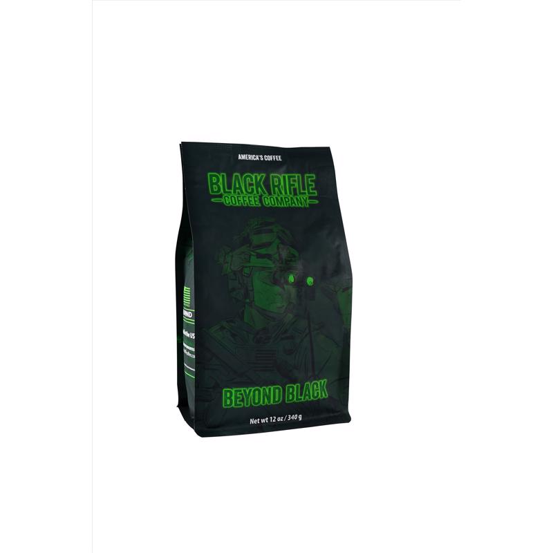Black Rifle Coffee Company Beyond Black, 12oz Bag, Ground Coffee Dark Roast - Roasted Blend Made from Arabica Beans - Colombian & Brazilian Beans - Veteran Founded & American Made 30-150-12G-201
