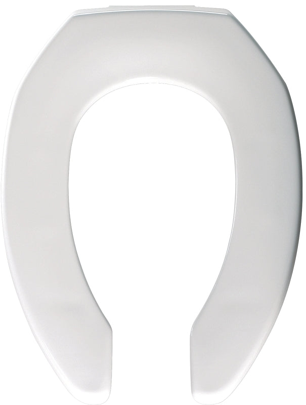 BEMIS 1955CT Commercial Heavy Duty Open Front Toilet Seat will Never Loosen & Reduce Call-backs, ELONGATED, Plastic, White