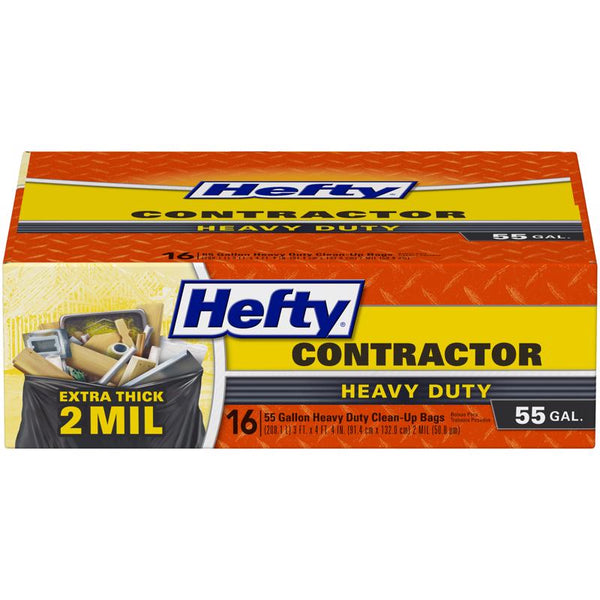 Hefty Contractor Trash Bags, Heavy Duty, 55-Gallon, 16-Ct. E25516