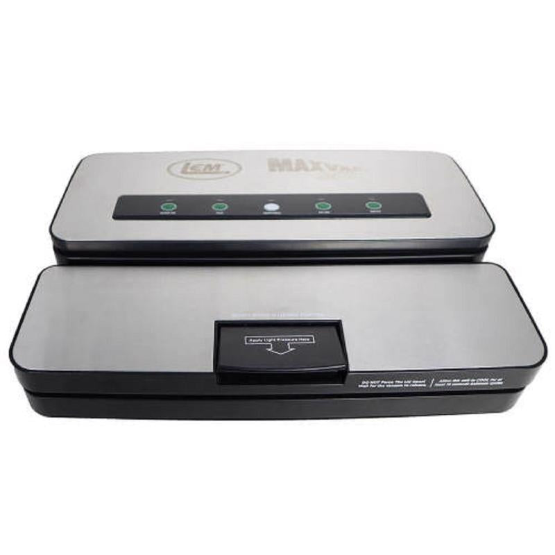 LEM Products MaxVac 250 Stainless Steel Vacuum Sealer with Built-In Bag Holder and Cutter, Silver and Black