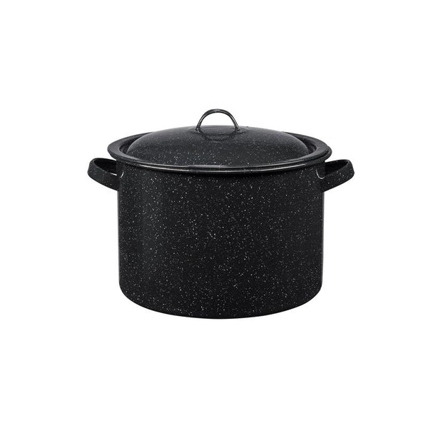 Granite Ware 7.5-Quart Stew Pot with Glass Coating - Chip-Resistant, Non-Porous, Naturally Non-Stick Steel Core Pot for Even Heat Distribution - Great for Stews, Sous Vide Cooking (Speckled Black) 307116