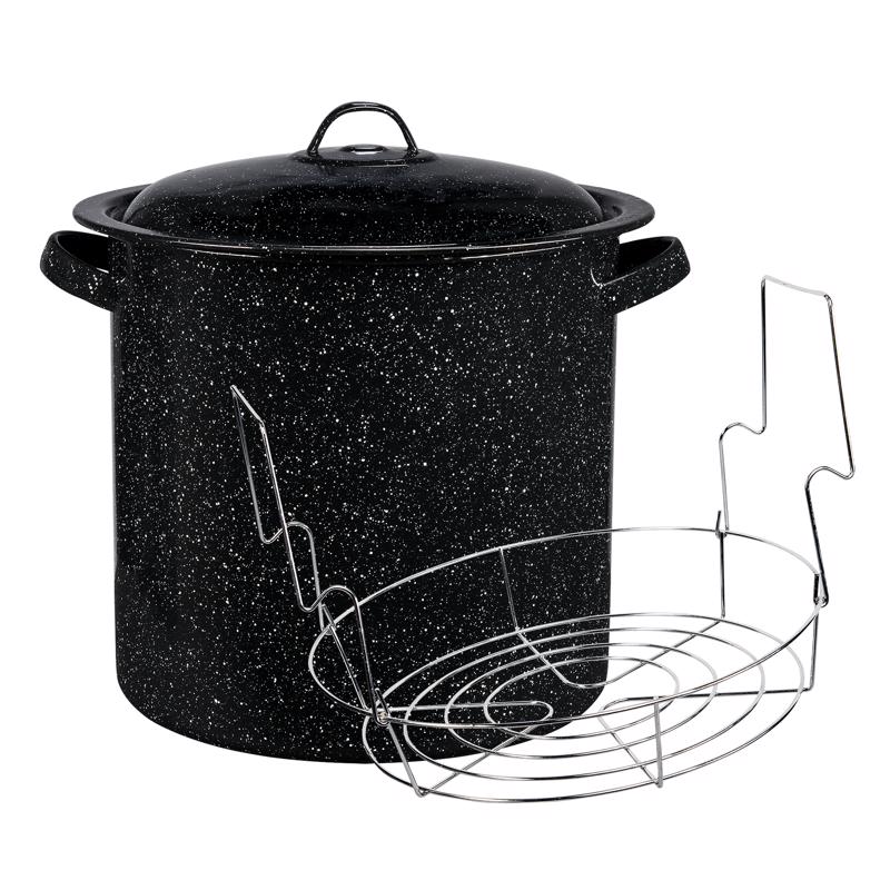 Granite Ware Enamel on Steel 15.5-Quart Water Bath Canner with lid & Jar Rack, Multiuse Pot, Resistant & Easy to Clean