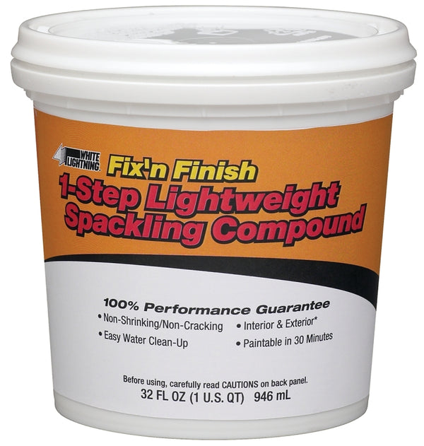 White Lightning WL60520 1-Step Lightweight Spackling Compound, 1 Quart
