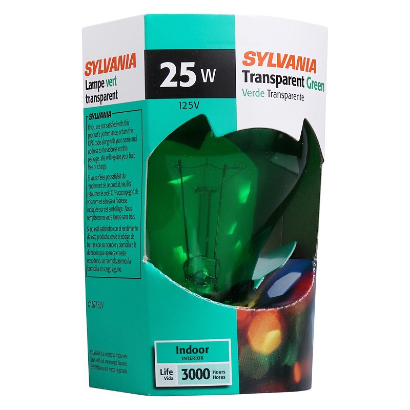 Sylvania 11714-25A19/TG/RP 125V Standard Transparent Colored Light Bulb