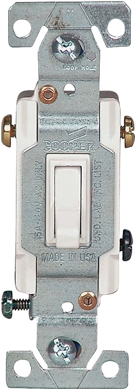 Cooper Wiring Devices 1303-7W Framed Grounded Toggle Switch (120 Vac, 15 A), White