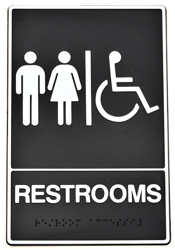 Hy-Ko Products DB-5 - "Restroom Handicap ACCESABLE" Braille Sign 6 in x 9 in White/Black, 1 Each