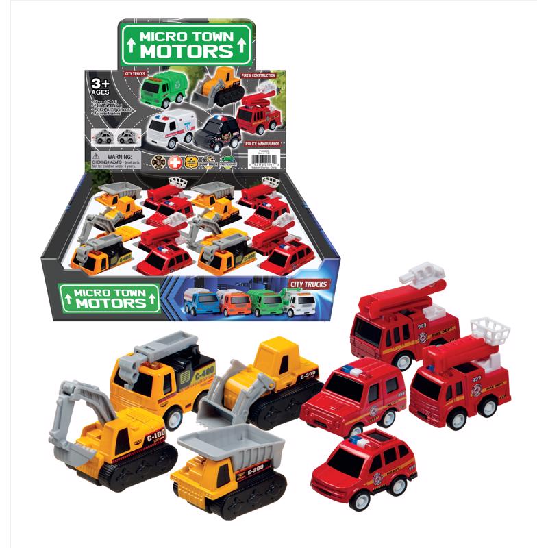 Playmaker Toys 6063298 Die Cast Metal Fire & Construction Vehicle Assorted Color - 12 Piece - Case of 16