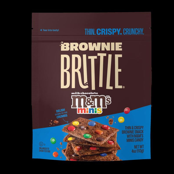 Brownie Brittle - M&M'S Minis Thin and Crispy Sweet Snacks (Pack of 6, 4 oz), Rich Gourmet Brownie Bites Dessert SG1623