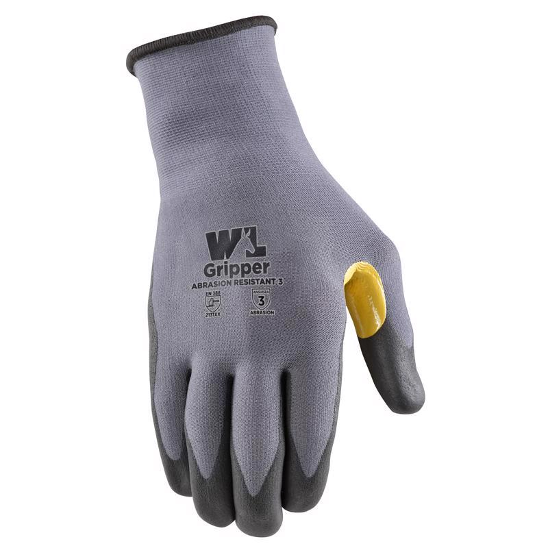 Wells Lamont Mens Indoor & Outdoor Gripper Grip Gloves, Gray & Yellow - Extra Large - 1 Pair