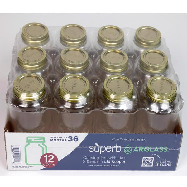Superb 6081566 32 oz Regular Mouth Canning Jar - Pack of 12 90326