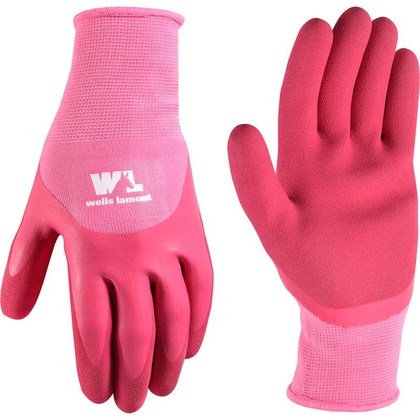 Wells Lamont Women's Gardening Gloves | Women's Grip Gloves | Foam Latex Water-Resistant Coating | Pink, Small (607S)