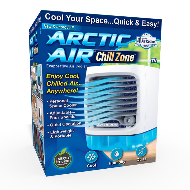Arctic Air Chill Zone Evaporative Cooler with Hydro-Chill Technology, Portable Fan with 4 Adjustable Speeds, 8-Hour Cooling, Fan for Bedroom, Living Room, Basement, Office & More
