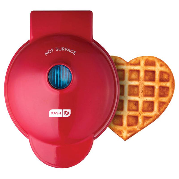 DASH Mini Waffle Maker Machine for Individuals, Paninis, Hash Browns, & Other On the Go Breakfast, Lunch, or Snacks, with Easy to Clean, Non-Stick Sides, Red Heart 4 Inch DMW001HR