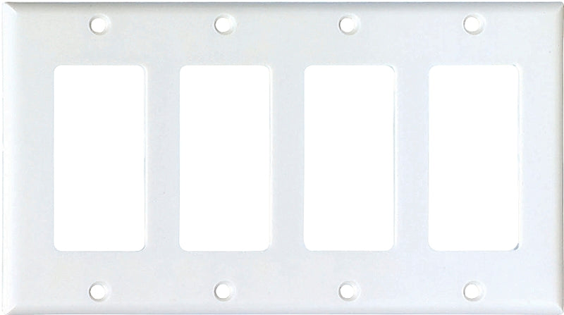 Cooper 2164W Electrical Wall Plate, Decorator, 4-Gang - White