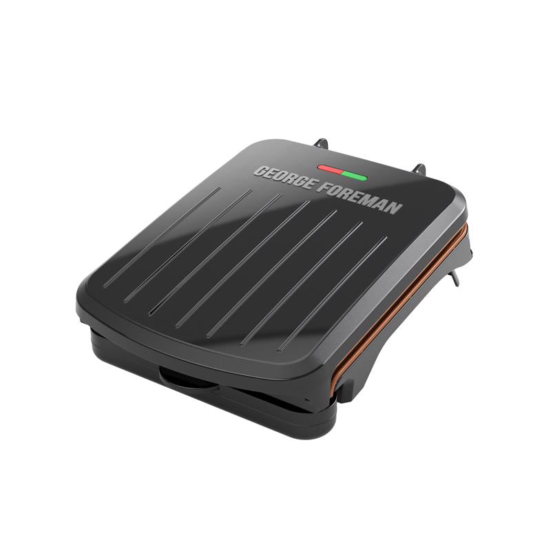 George Foreman Family-Size Grill & Panini Press, Nonstick Ceramic Coating, Fat-Removing Slope, Adjustable Angle, Indoor/Outdoor Use