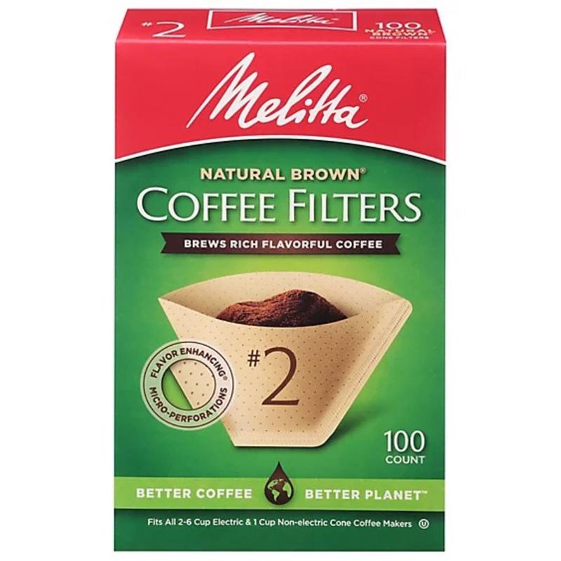 Melitta #2 Cone Coffee Filters, Natural Brown, 100 Count (Pack Of 6), 600 Total Filters - Fits all 2-6 Cup Cone Coffee Makers and 1-cup Pour-Over Brewers, Compostable, Tear-Resistant, Made in USA