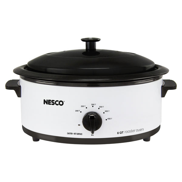 Nesco Roaster Oven Oval 120 V/750 W 6 Qt. Capacity Chrome Rack, Porcelain Well White 4816-14