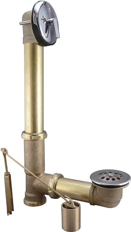 Plumb Pak Keeney 606RB Trip Lever with Brass Pipe Bath Drain Assembly, 1-1/2-in, Chrome
