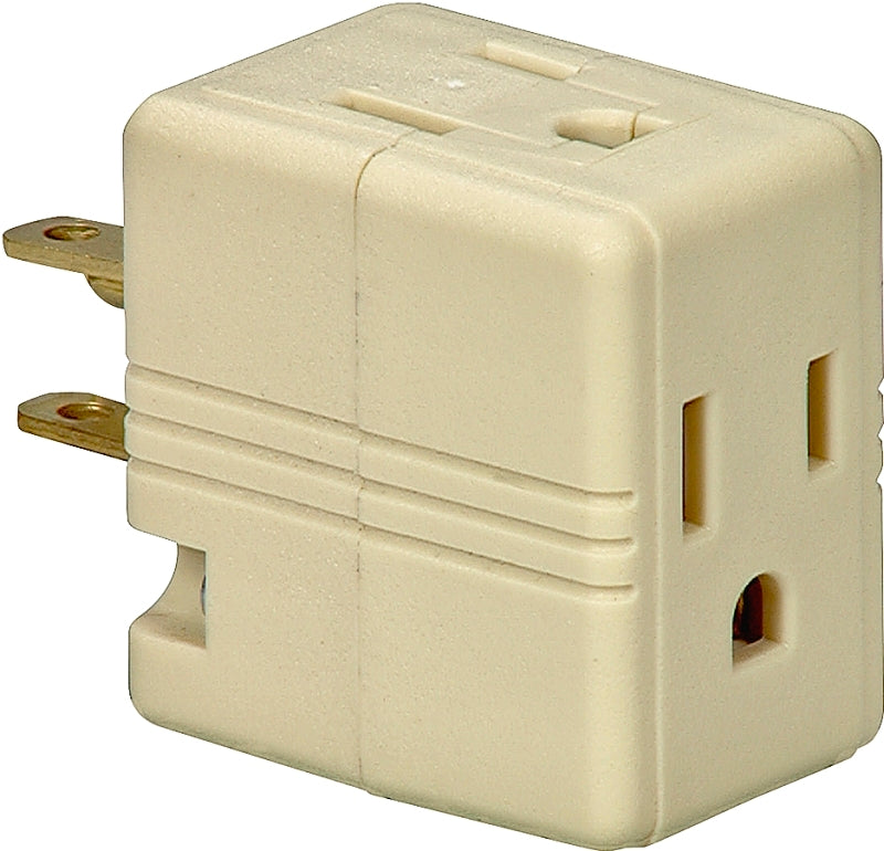 EATON Wiring BP1482V 3-Outlet Adapter 3 wire Ground Cube Tap, White