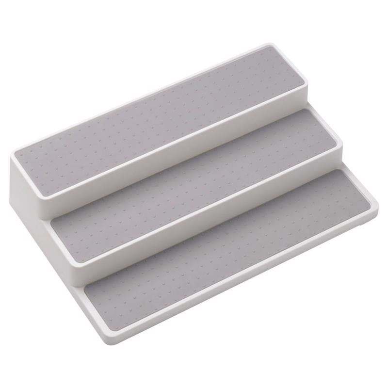madesmart Shelf Organizer - White | CABINET COLLECTION | 3-Tier Cabinet, Pantry, or Countertop Organizer | Soft-grip Lining and Non-slip Fee | BPA-Free