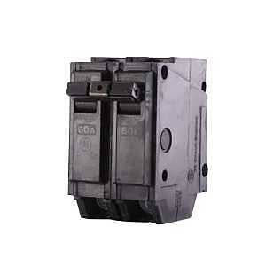 ABB Q-Line® THQL2160 Circuit Breaker • 60 Amp Double-Pole Breaker • 120/240 VAC • 10 kAIC Interrupt Rating • Thermal Magnetic Plug-On Breaker for Load Centers