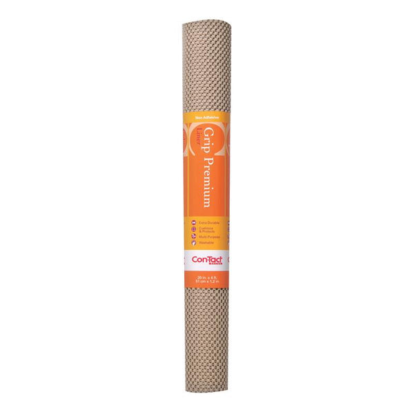 Con-Tact Brand Grip Premium Shelf Liner, Thick and Non-Adhesive Drawer Liner, Multi-Purpose and Easy to Use, 20" x 4', Taupe, Pack of 1 04F-C6O59-06